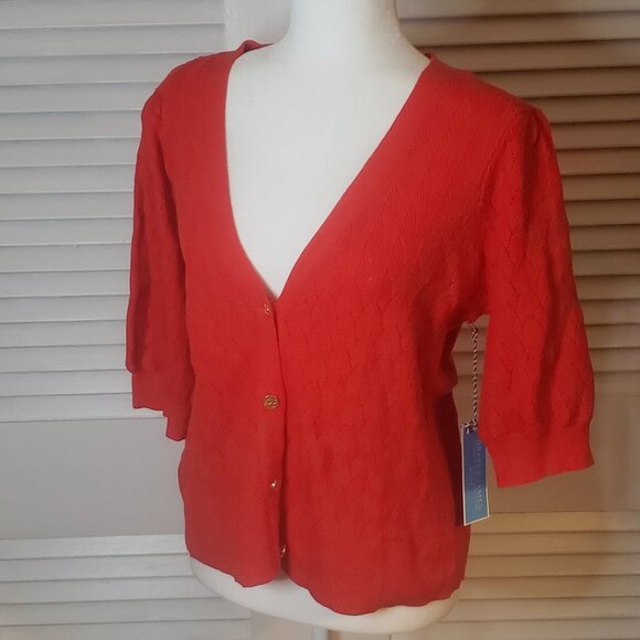 NWT Red S/S Draper James RSVP Cardigan - Picture 3 of 9